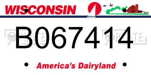 B067414 Wisconsin License Plate