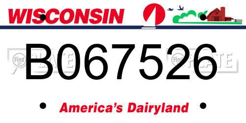 B067526 Wisconsin License Plate