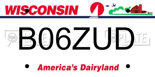 B06ZUD Wisconsin License Plate