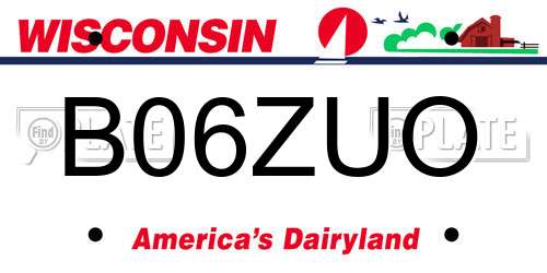 B06ZUO Wisconsin License Plate