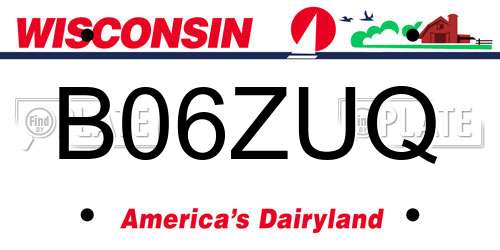 B06ZUQ Wisconsin License Plate