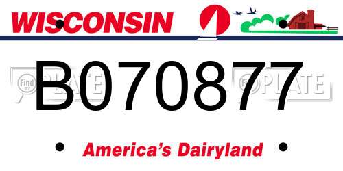 B070877 Wisconsin License Plate