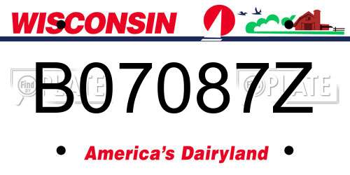 B07087Z Wisconsin License Plate