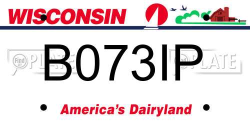 B073IP Wisconsin License Plate