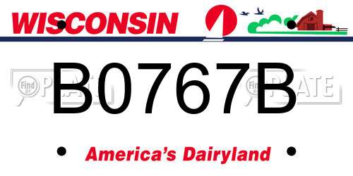 B0767B Wisconsin License Plate