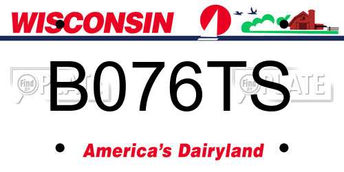 B076TS Wisconsin License Plate
