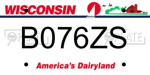 B076ZS Wisconsin License Plate