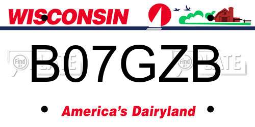 B07GZB Wisconsin License Plate