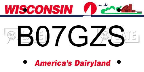 B07GZS Wisconsin License Plate