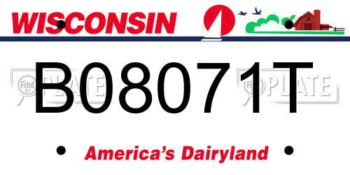 B08071T Wisconsin License Plate