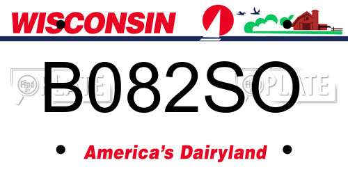 B082SO Wisconsin License Plate