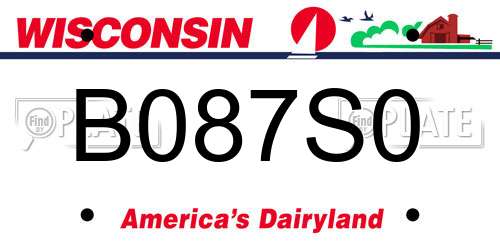 B087S0 Wisconsin License Plate