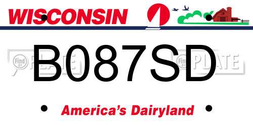 B087SD Wisconsin License Plate