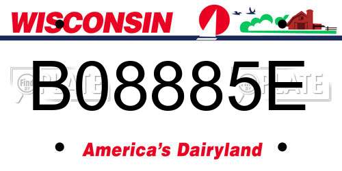 B08885E Wisconsin License Plate