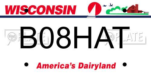 B08HAT Wisconsin License Plate