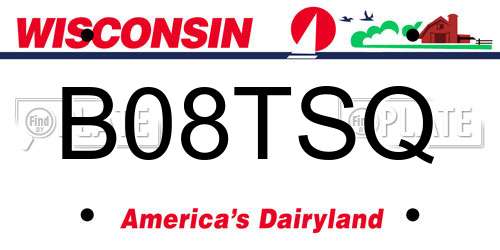 B08TSQ Wisconsin License Plate