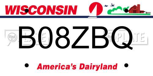 B08ZBQ Wisconsin License Plate