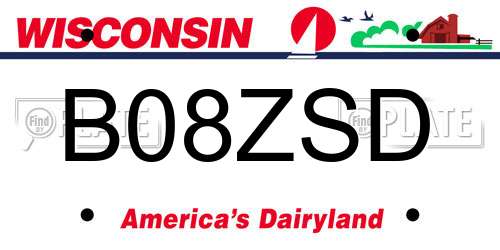 B08ZSD Wisconsin License Plate