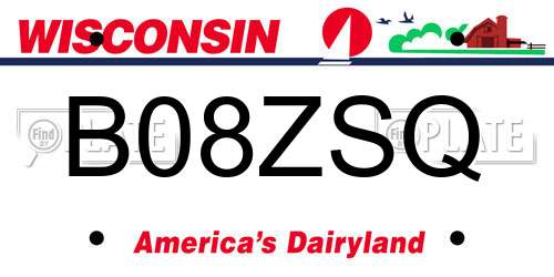 B08ZSQ Wisconsin License Plate