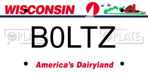 B0LTZ Wisconsin License Plate