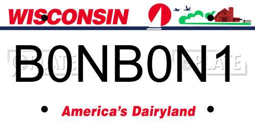 B0NB0N1 Wisconsin License Plate