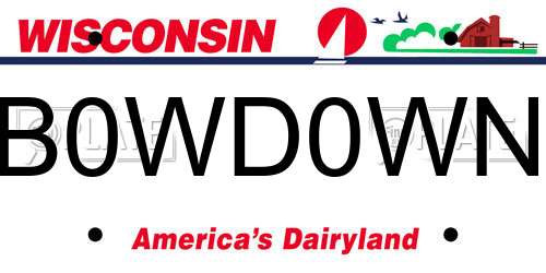 B0WD0WN Wisconsin License Plate