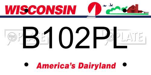 B102PL Wisconsin License Plate