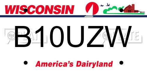B10UZW Wisconsin License Plate