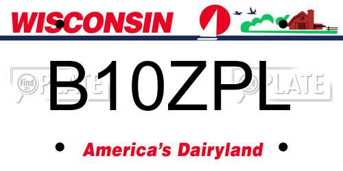 B10ZPL Wisconsin License Plate