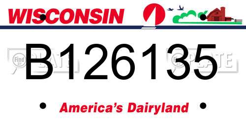 B126135 Wisconsin License Plate