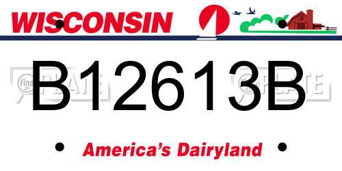 B12613B Wisconsin License Plate