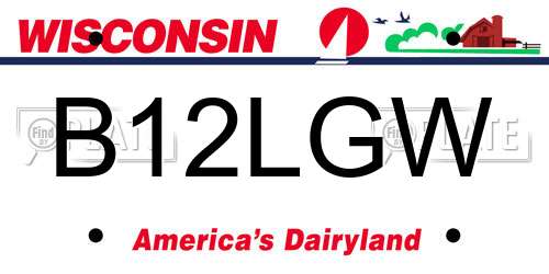 B12LGW Wisconsin License Plate