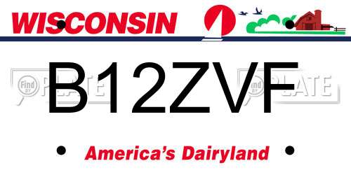 B12ZVF Wisconsin License Plate