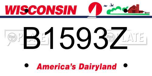 B1593Z Wisconsin License Plate