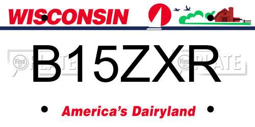 B15ZXR Wisconsin License Plate