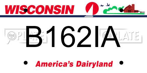 B162IA Wisconsin License Plate