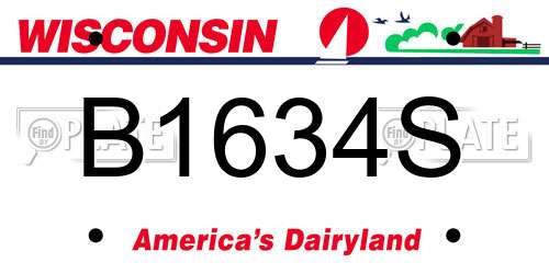 B1634S Wisconsin License Plate