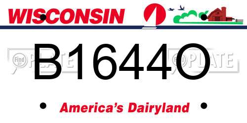 B1644O Wisconsin License Plate