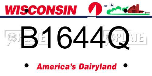 B1644Q Wisconsin License Plate