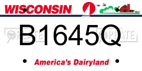 B1645Q Wisconsin License Plate