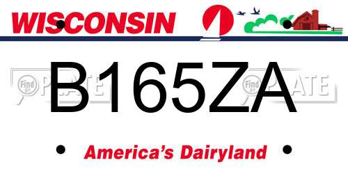 B165ZA Wisconsin License Plate