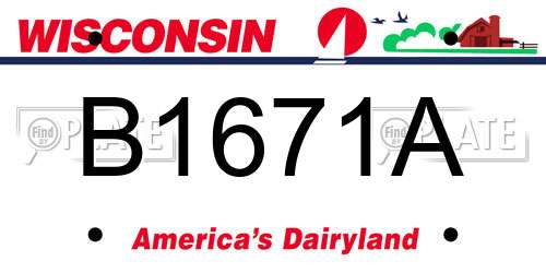 B1671A Wisconsin License Plate