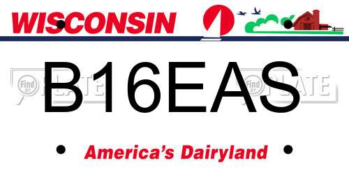 B16EAS Wisconsin License Plate