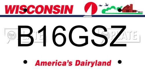 B16GSZ Wisconsin License Plate