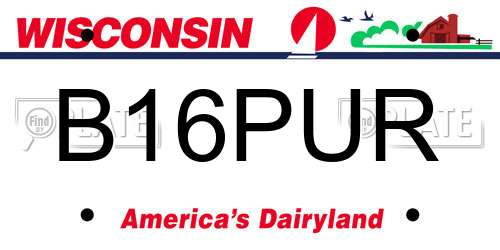 B16PUR Wisconsin License Plate