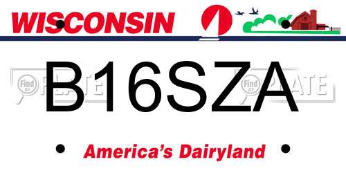 B16SZA Wisconsin License Plate