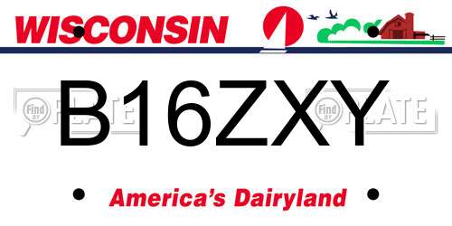 B16ZXY Wisconsin License Plate