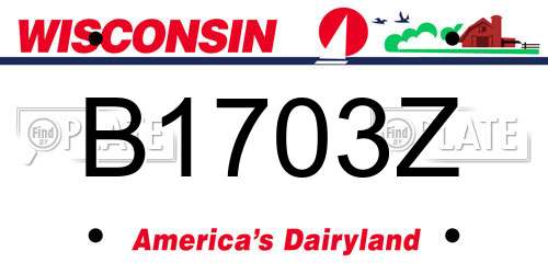 B1703Z Wisconsin License Plate