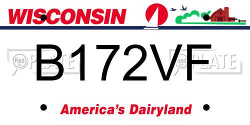 B172VF Wisconsin License Plate