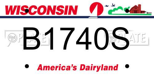 B1740S Wisconsin License Plate